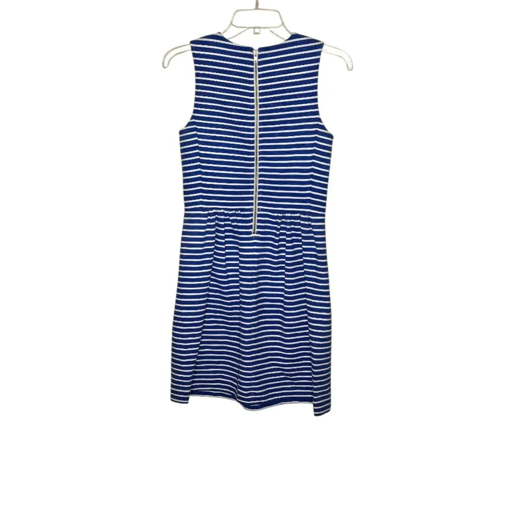 J.Crew Navy White Striped Fit & Flare Dress XS Sleeveless Cotton Nautical Summer